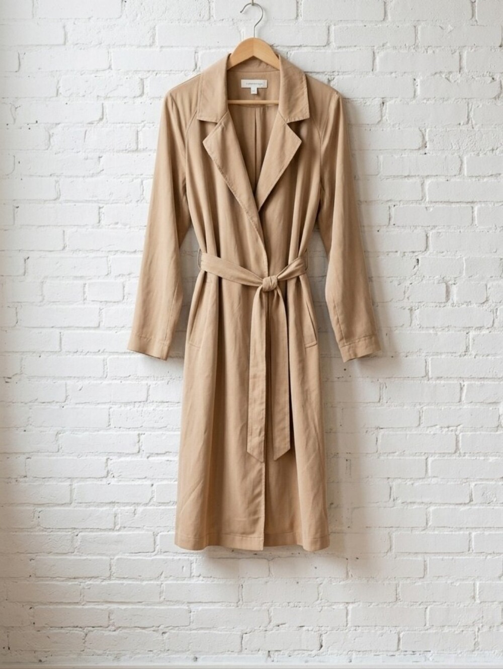 all:row Anthropologie Tencel Fluid Trench Coat – Large – Tan/Beige NWT